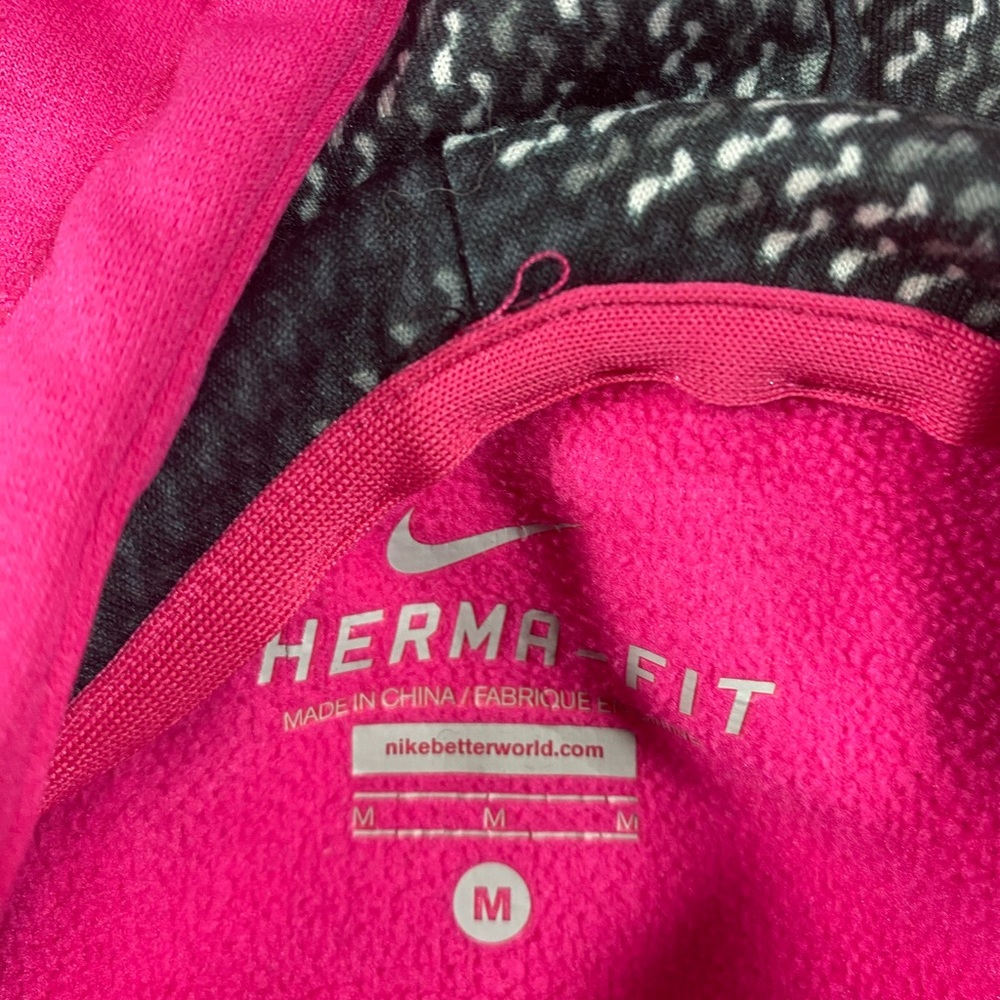 Nike Therma Fit Hoodie Sweatshirt Woman’s Médium pink black fleece hooded pocket - Picture 7 of 11